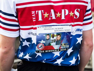 Fallen Heroes on back of Team TAPS shirt